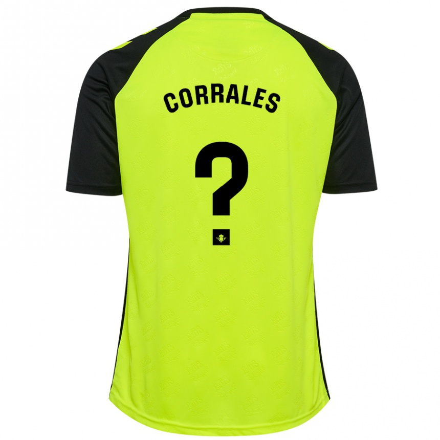 Kids Football Fran Corrales #0 Fluorescent Yellow Black Away Jersey 2024/25 T-Shirt Za