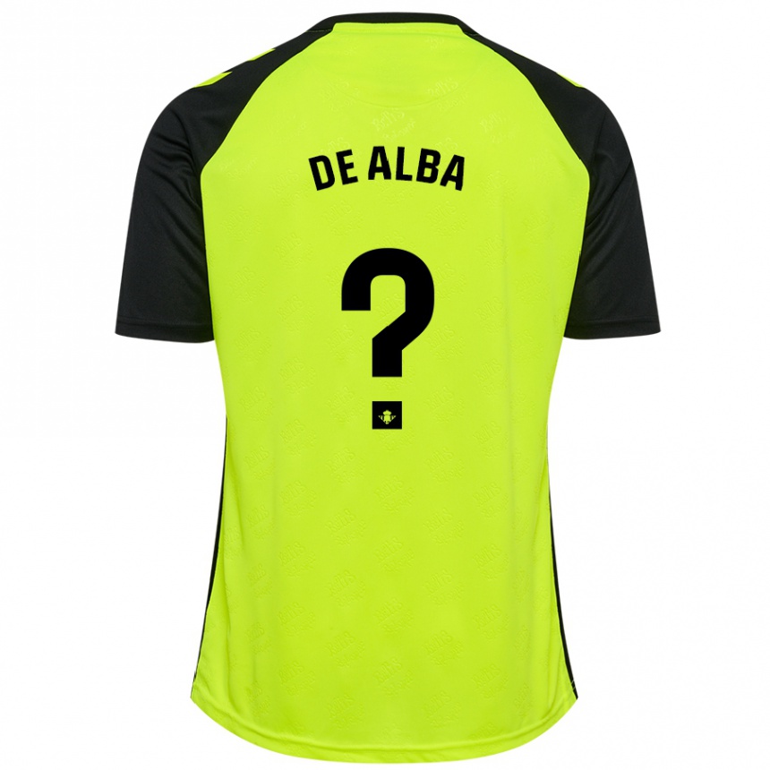 Kids Football Luismi De Alba #0 Fluorescent Yellow Black Away Jersey 2024/25 T-Shirt Za