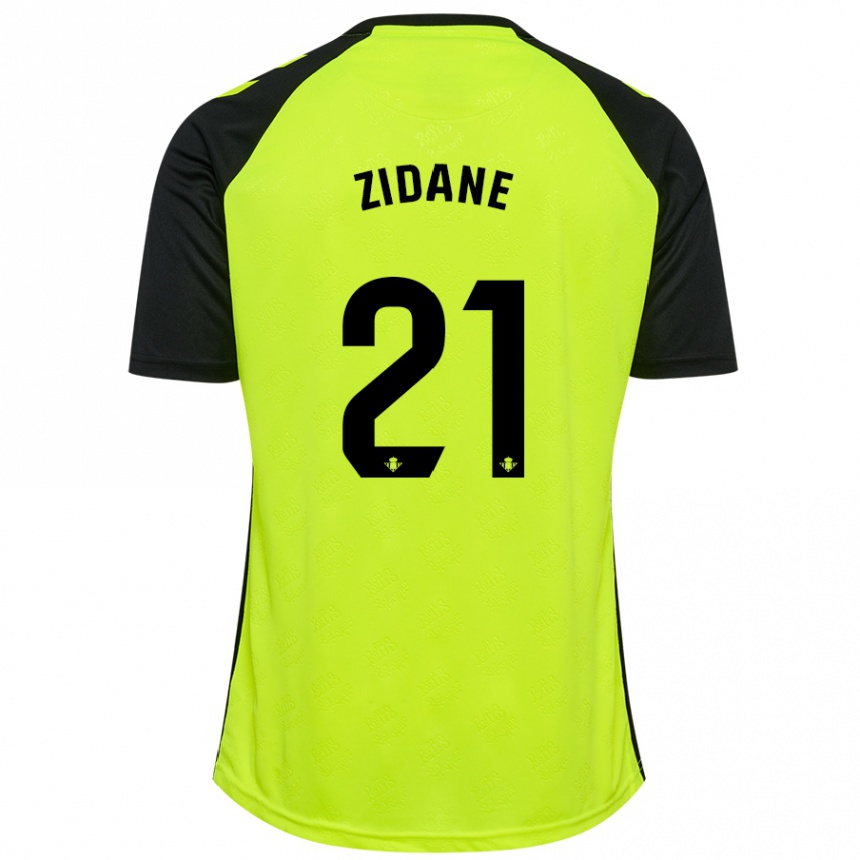 Kids Football Elyaz Zidane #21 Fluorescent Yellow Black Away Jersey 2024/25 T-Shirt Za