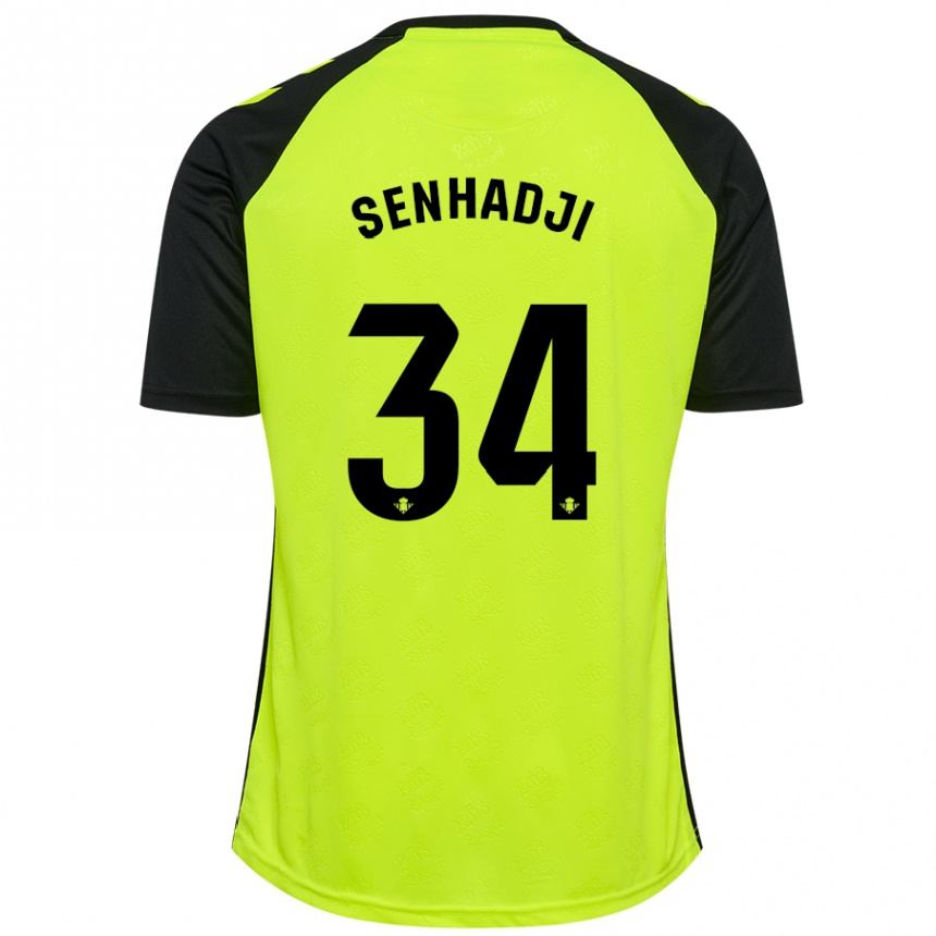 Kids Football Yanis Senhadji #34 Fluorescent Yellow Black Away Jersey 2024/25 T-Shirt Za