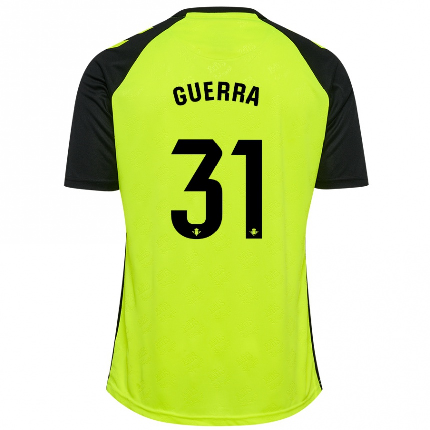 Kids Football Ana Guerra Morcillo #31 Fluorescent Yellow Black Away Jersey 2024/25 T-Shirt Za