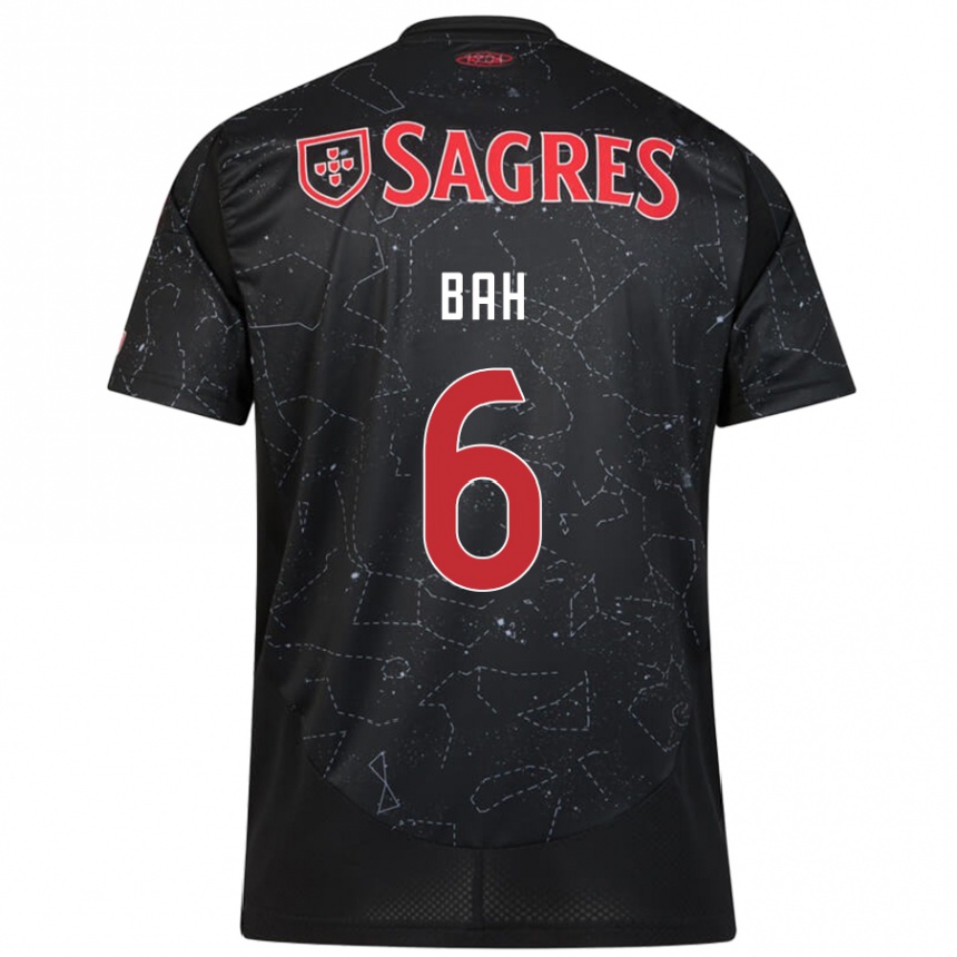 Kids Football Alexander Bah #6 Black Red Away Jersey 2024/25 T-Shirt Za