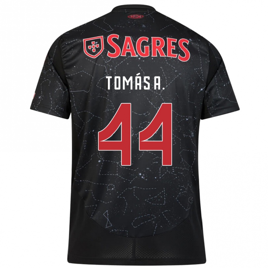 Kids Football Tomás Araújo #44 Black Red Away Jersey 2024/25 T-Shirt Za