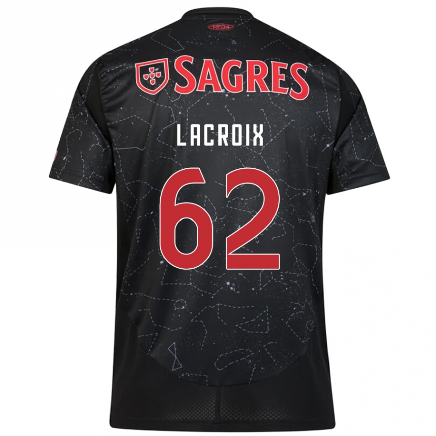 Kids Football Lenny Lacroix #62 Black Red Away Jersey 2024/25 T-Shirt Za