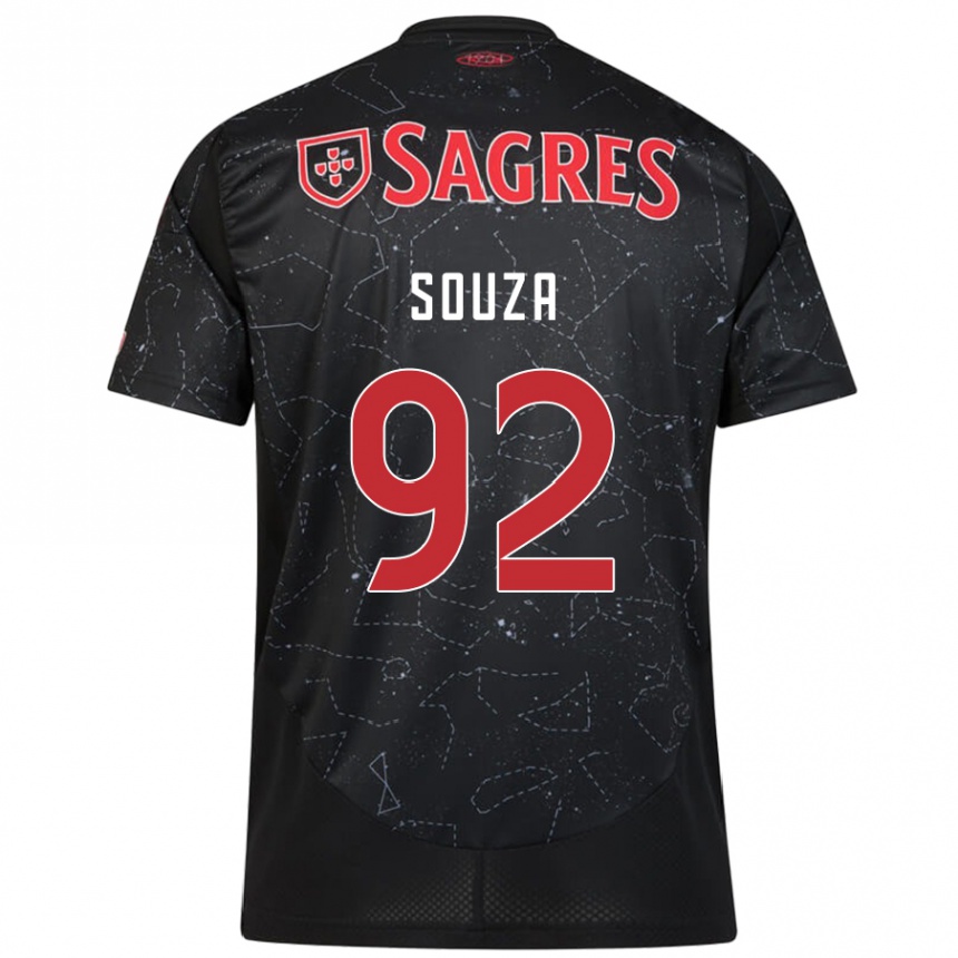 Kids Football Pedro Souza #92 Black Red Away Jersey 2024/25 T-Shirt Za