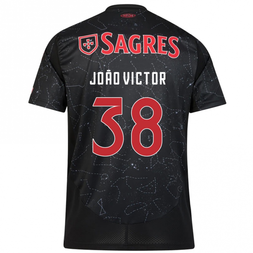 Kids Football João Victor #38 Black Red Away Jersey 2024/25 T-Shirt Za