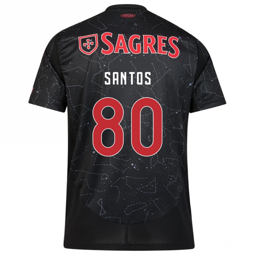 Kids Football Pedro Santos #80 Black Red Away Jersey 2024/25 T-Shirt Za