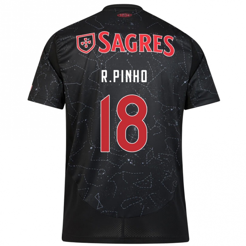 Kids Football Rodrigo Pinho #18 Black Red Away Jersey 2024/25 T-Shirt Za