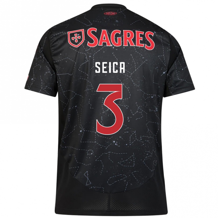 Kids Football Ana Seica #3 Black Red Away Jersey 2024/25 T-Shirt Za