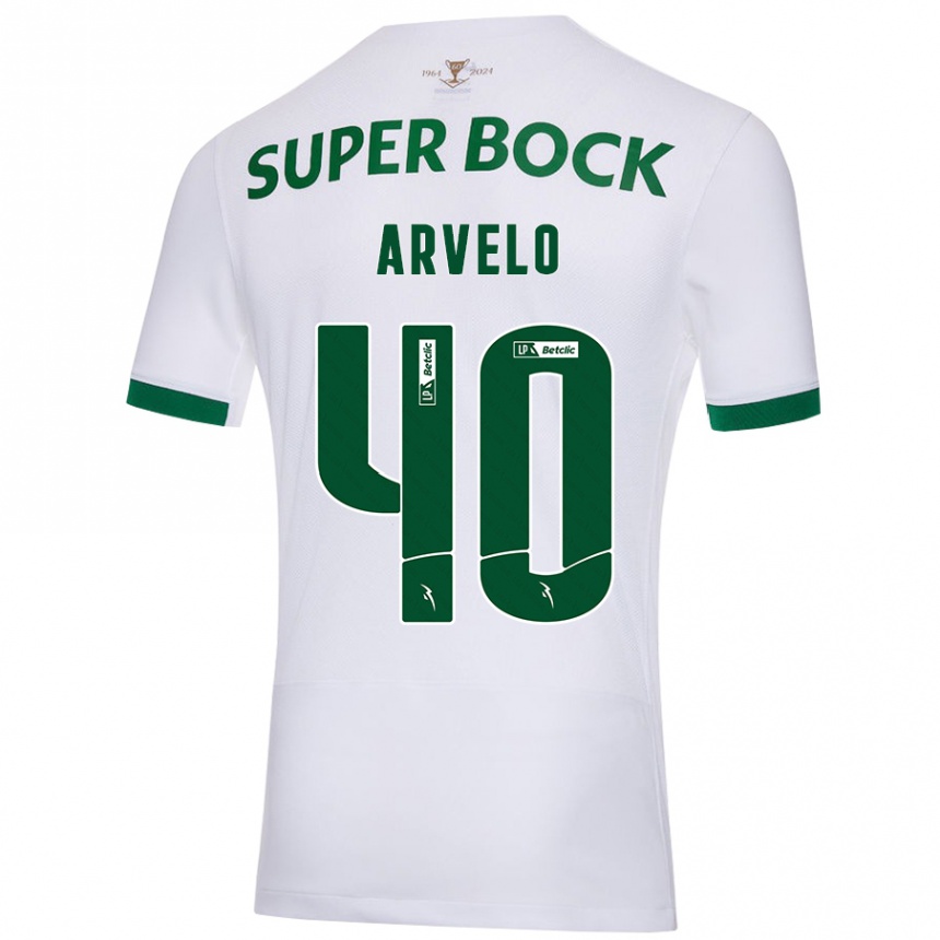 Kids Football Adam Arvelo #40 White Green Away Jersey 2024/25 T-Shirt Za