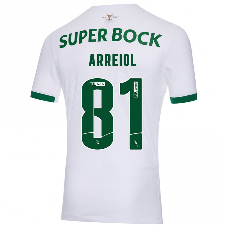 Kids Football Henrique Arreiol #81 White Green Away Jersey 2024/25 T-Shirt Za