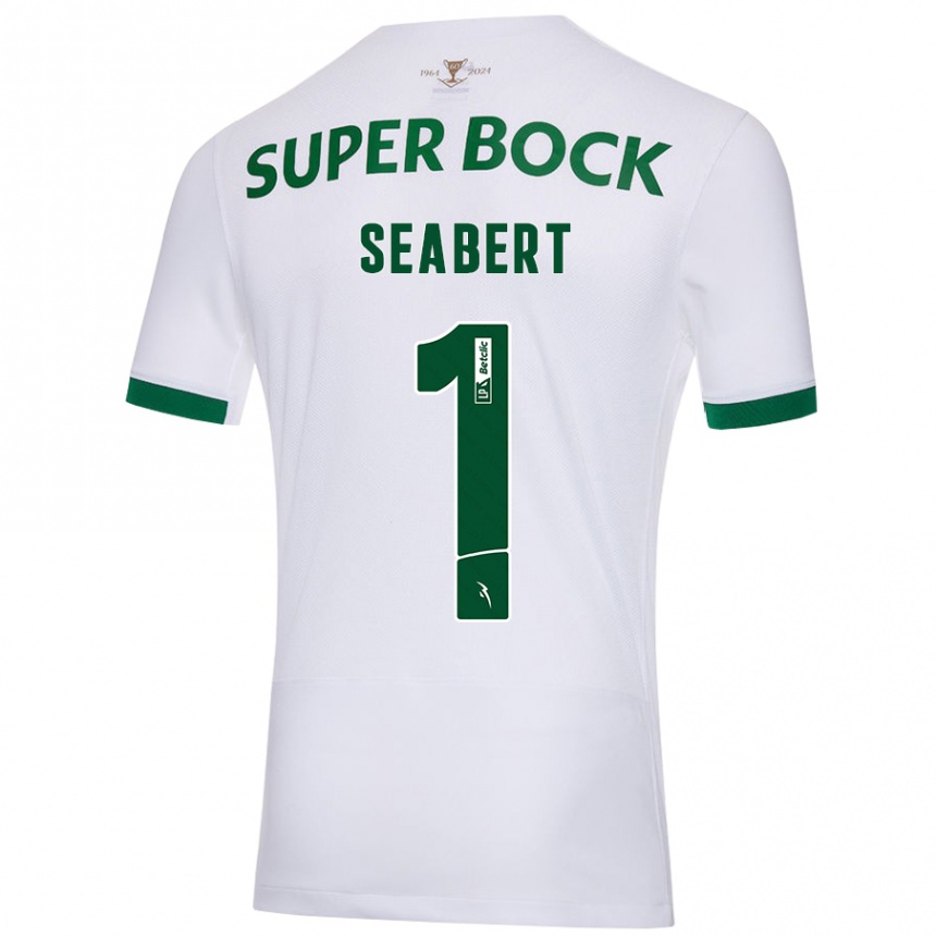 Kids Football Hannah Grace Seabert #1 White Green Away Jersey 2024/25 T-Shirt Za