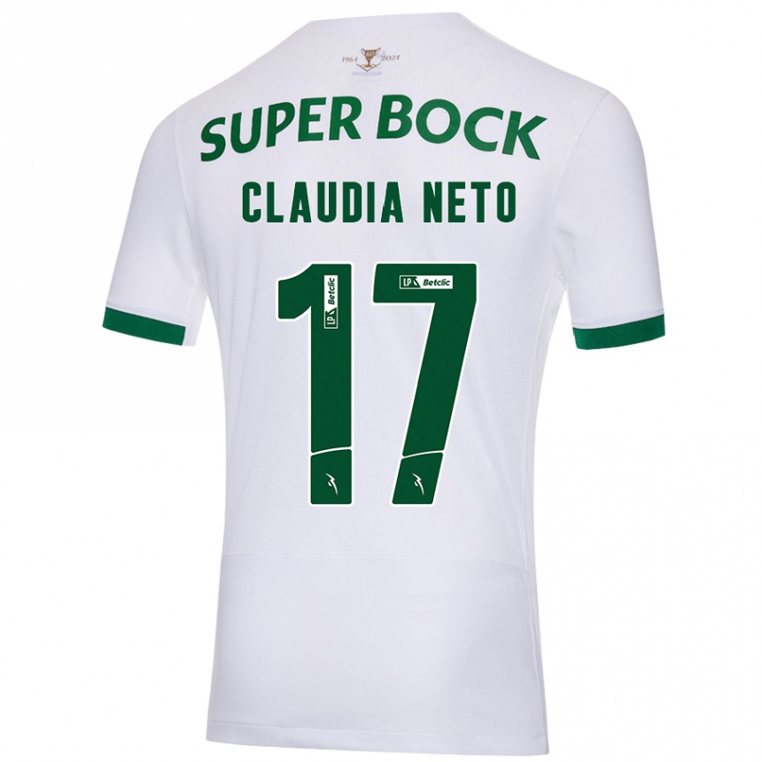 Kids Football Cláudia Teresa Pires Neto #17 White Green Away Jersey 2024/25 T-Shirt Za