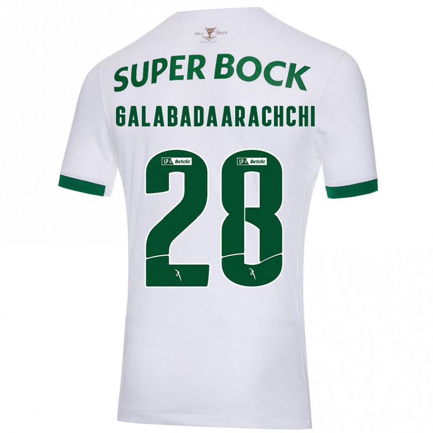 Kids Football Jacinta Galabadaarachchi #28 White Green Away Jersey 2024/25 T-Shirt Za