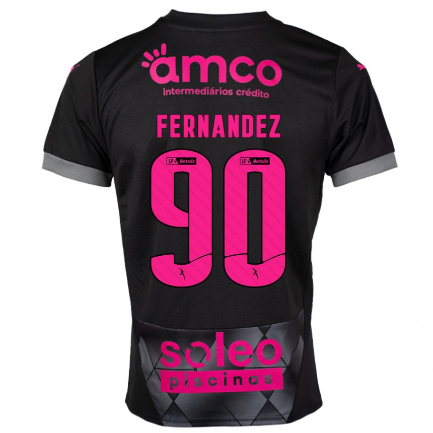 Kids Football Roberto Fernández #90 Black Pink Away Jersey 2024/25 T-Shirt Za