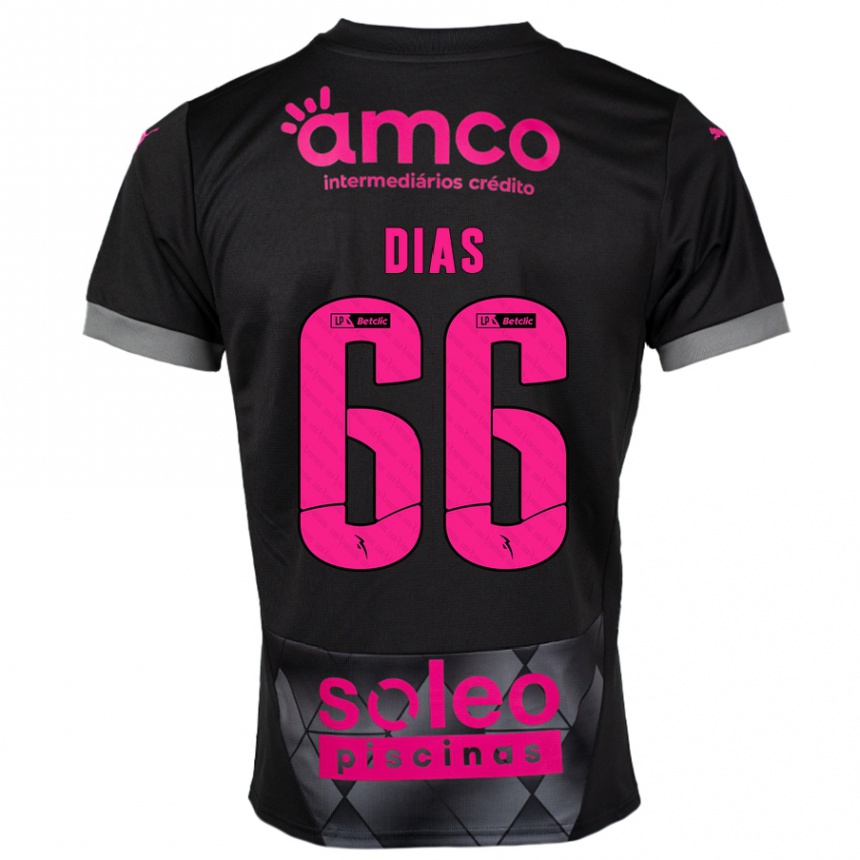 Kids Football Gonçalo Dias #66 Black Pink Away Jersey 2024/25 T-Shirt Za