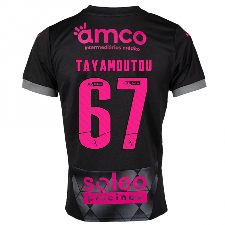 Kids Football Enzo Tayamoutou #67 Black Pink Away Jersey 2024/25 T-Shirt Za