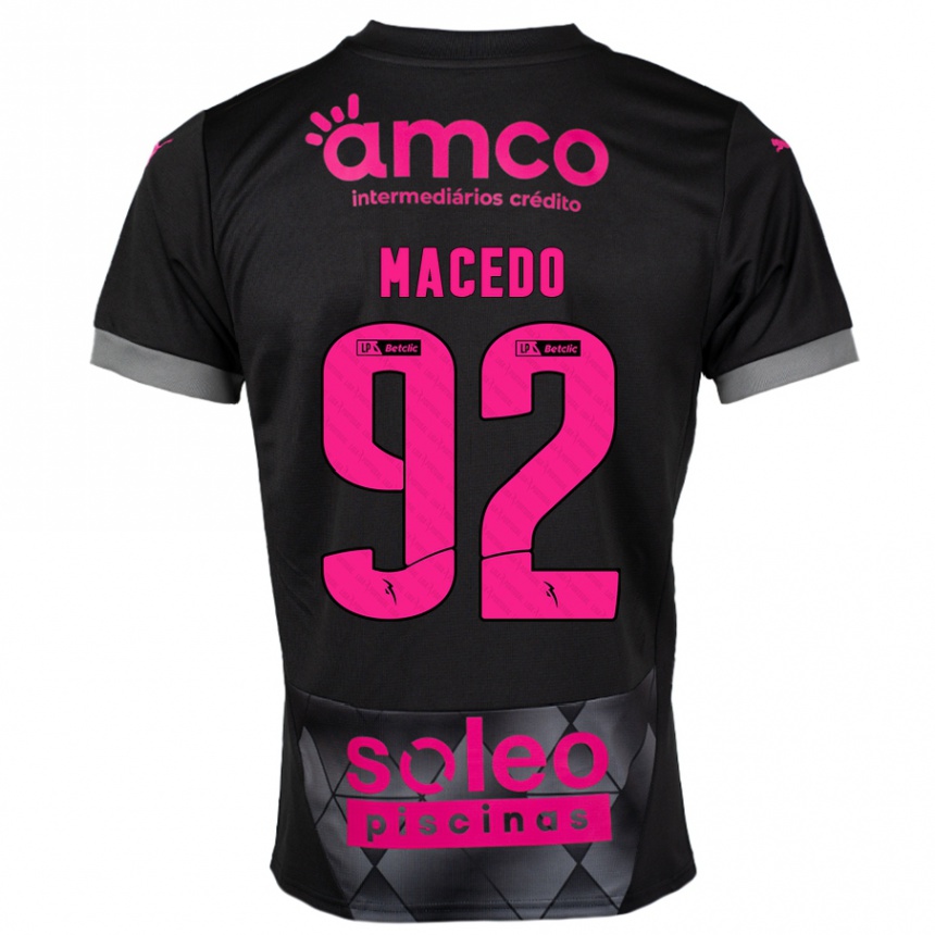 Kids Football Rodrigo Macedo #92 Black Pink Away Jersey 2024/25 T-Shirt Za