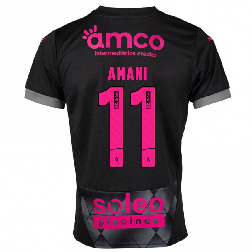 Kids Football Jolina Amani #11 Black Pink Away Jersey 2024/25 T-Shirt Za