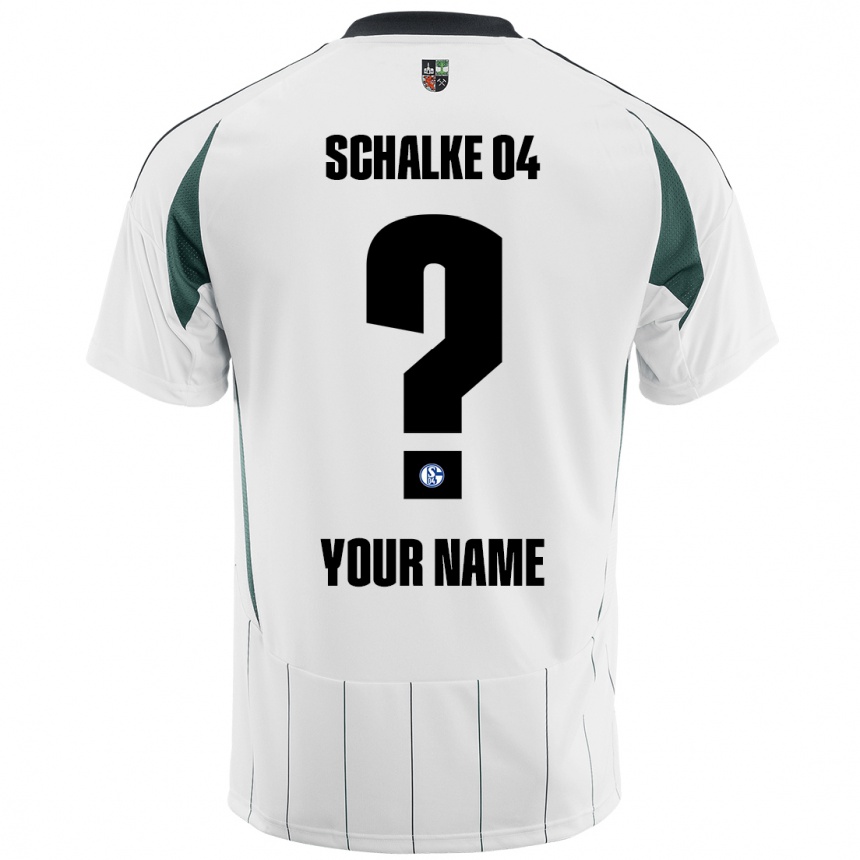 Kids Football Your Name #0 White Green Away Jersey 2024/25 T-Shirt Za