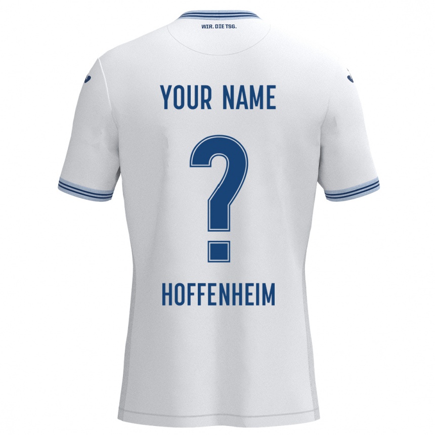 Kids Football Your Name #0 White Blue Away Jersey 2024/25 T-Shirt Za