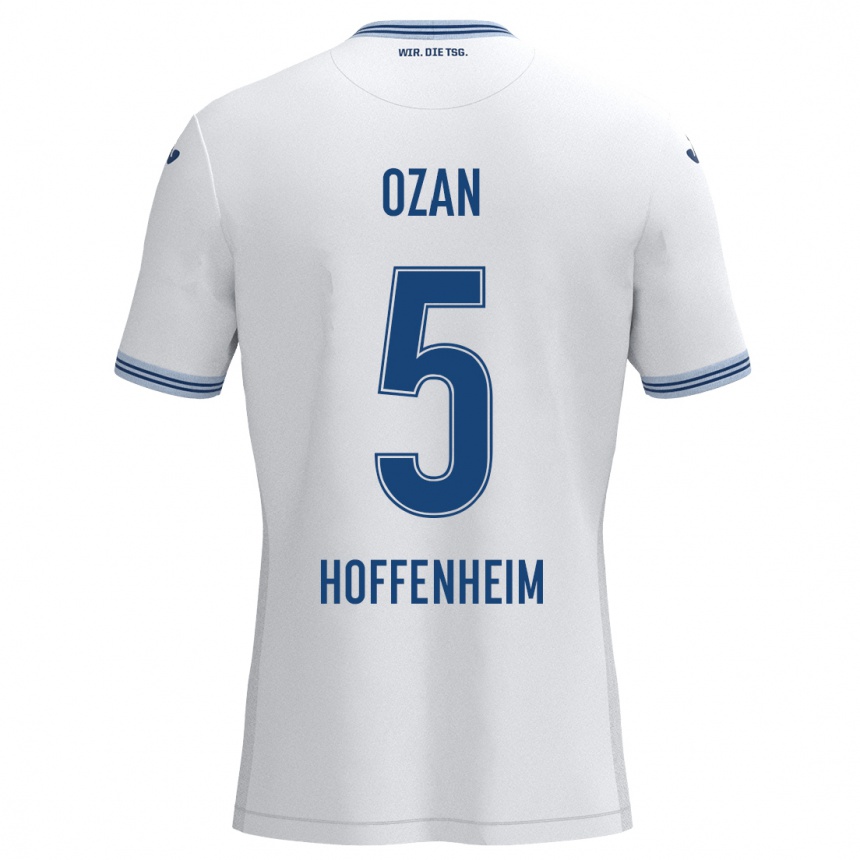 Kids Football Ozan Kabak #5 White Blue Away Jersey 2024/25 T-Shirt Za