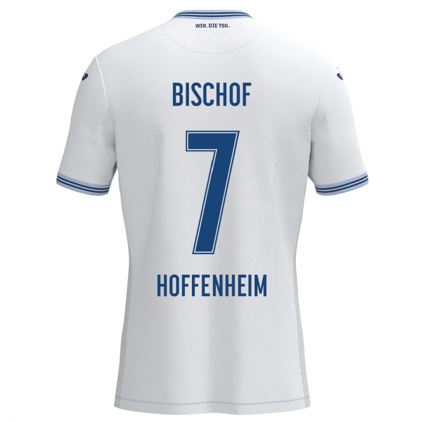 Kids Football Tom Bischof #7 White Blue Away Jersey 2024/25 T-Shirt Za