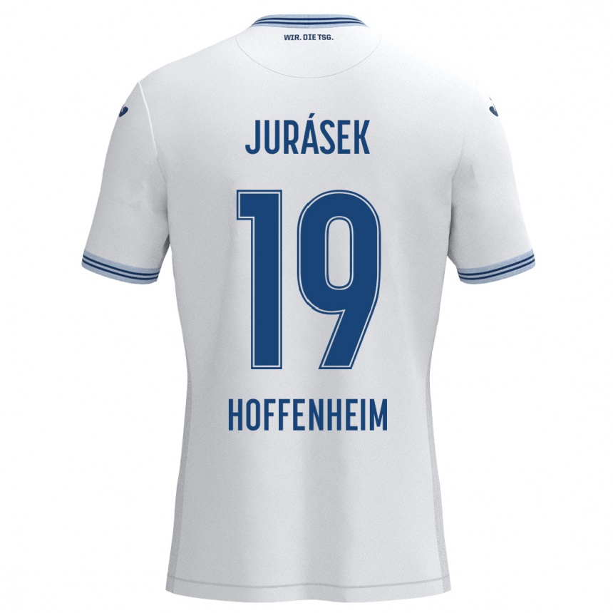 Kids Football David Jurásek #19 White Blue Away Jersey 2024/25 T-Shirt Za