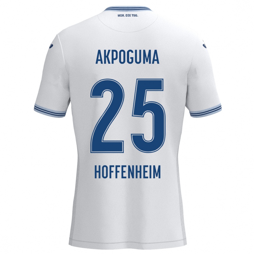 Kids Football Kevin Akpoguma #25 White Blue Away Jersey 2024/25 T-Shirt Za