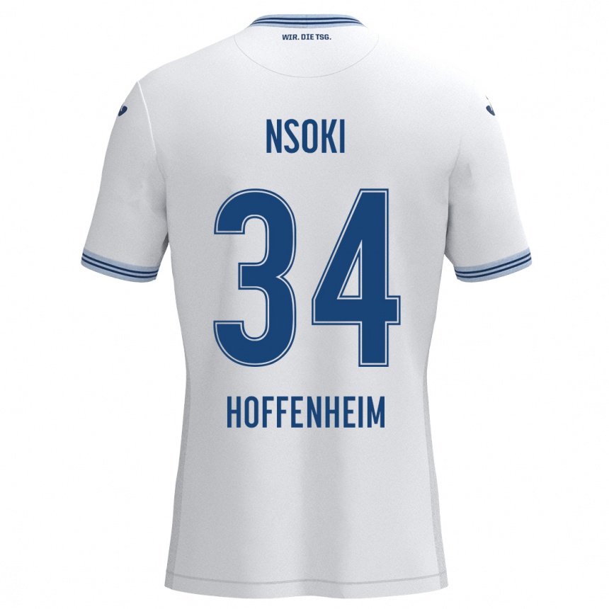 Kids Football Stanley Nsoki #34 White Blue Away Jersey 2024/25 T-Shirt Za