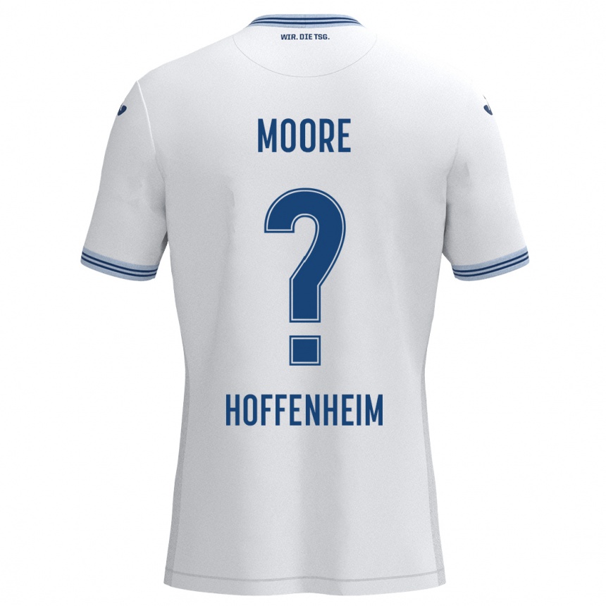 Kids Football Matthew Moore #0 White Blue Away Jersey 2024/25 T-Shirt Za