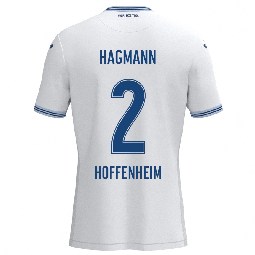 Kids Football Felix Hagmann #2 White Blue Away Jersey 2024/25 T-Shirt Za