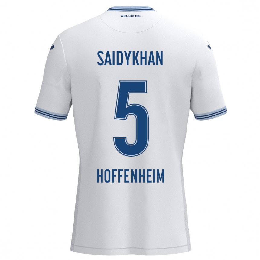 Kids Football Ibrahim Saidykhan #5 White Blue Away Jersey 2024/25 T-Shirt Za