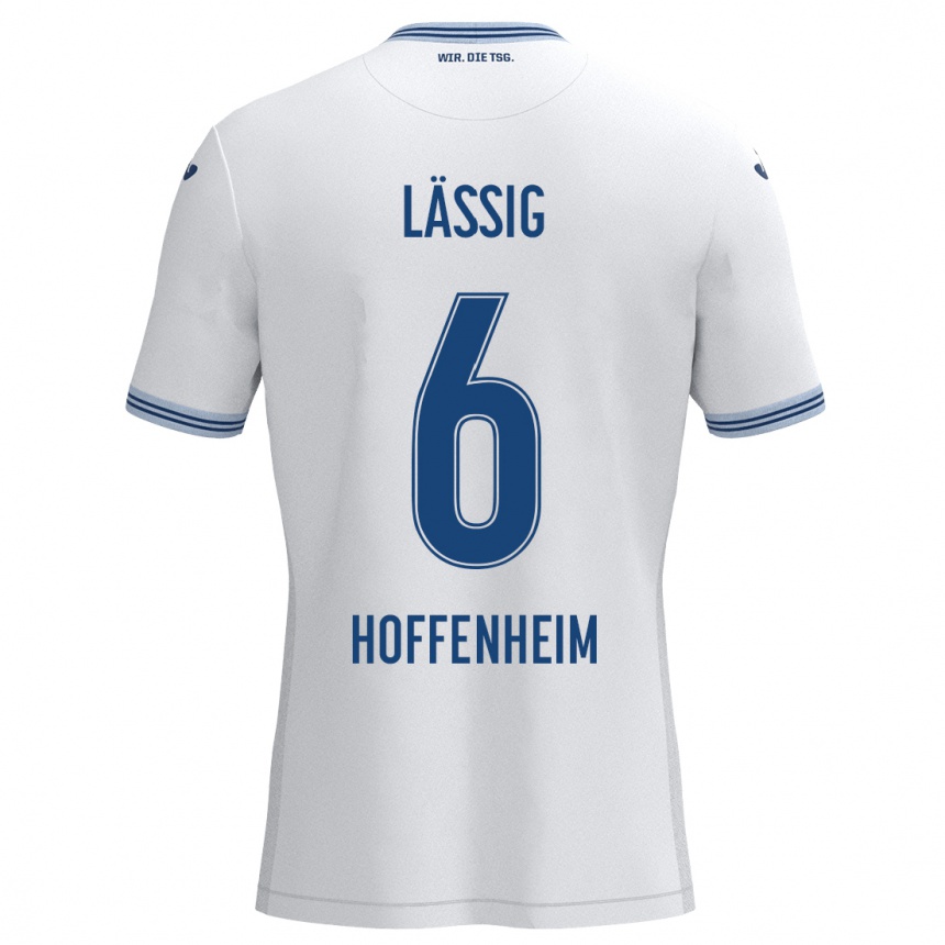 Kids Football Valentin Lässig #6 White Blue Away Jersey 2024/25 T-Shirt Za