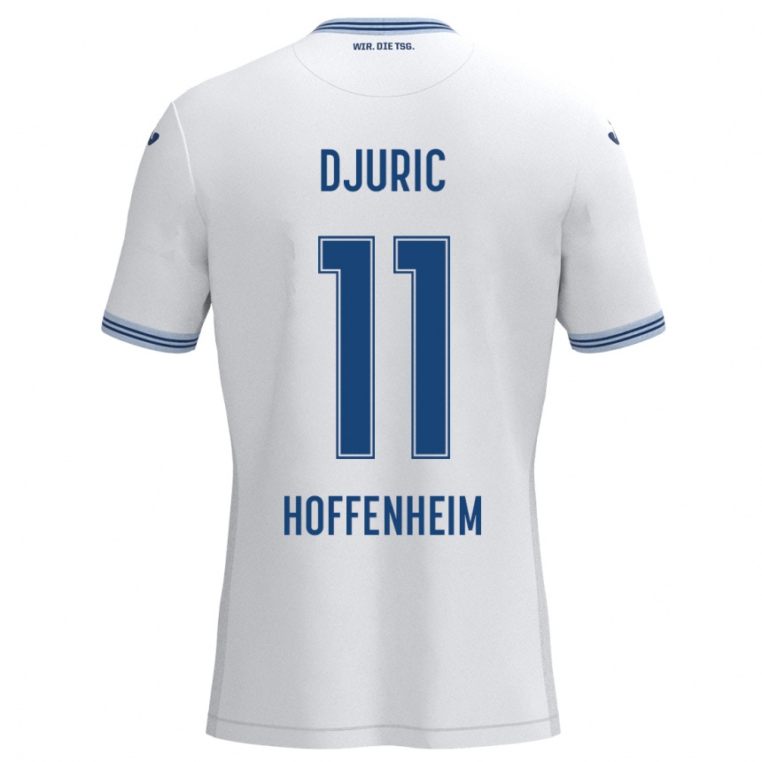 Kids Football Luka Djuric #11 White Blue Away Jersey 2024/25 T-Shirt Za