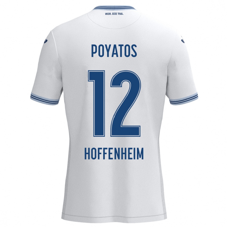 Kids Football Miguel Poyatos #12 White Blue Away Jersey 2024/25 T-Shirt Za