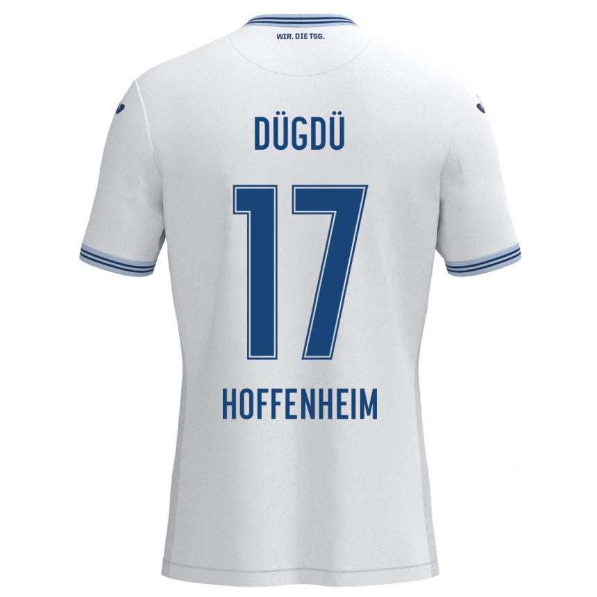 Kids Football Tamay Dügdü #17 White Blue Away Jersey 2024/25 T-Shirt Za