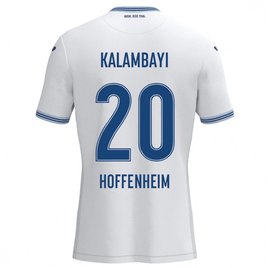 Kids Football Simon Kalambayi #20 White Blue Away Jersey 2024/25 T-Shirt Za