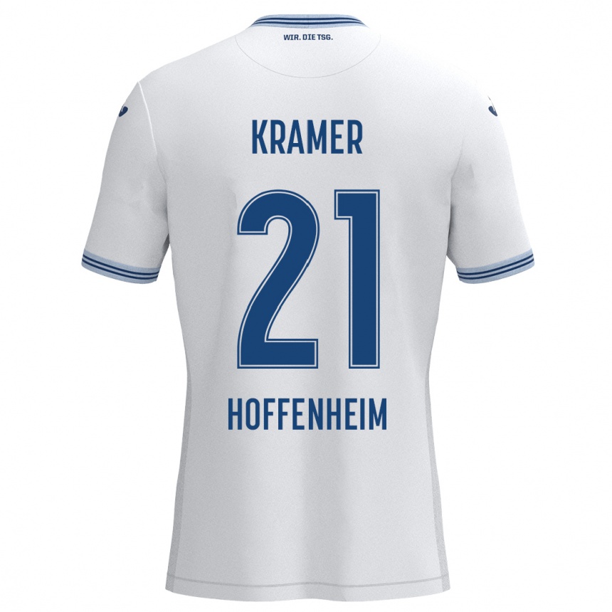 Kids Football Emil Kramer #21 White Blue Away Jersey 2024/25 T-Shirt Za