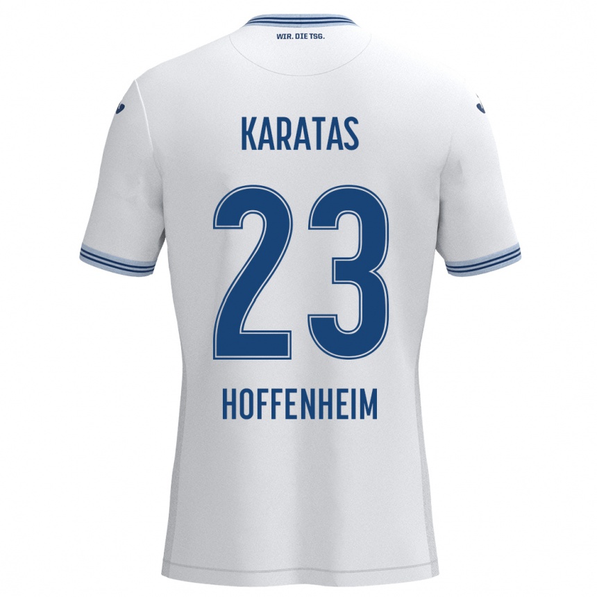 Kids Football Can Karatas #23 White Blue Away Jersey 2024/25 T-Shirt Za