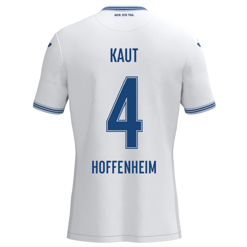 Kids Football Lisann Kaut #4 White Blue Away Jersey 2024/25 T-Shirt Za