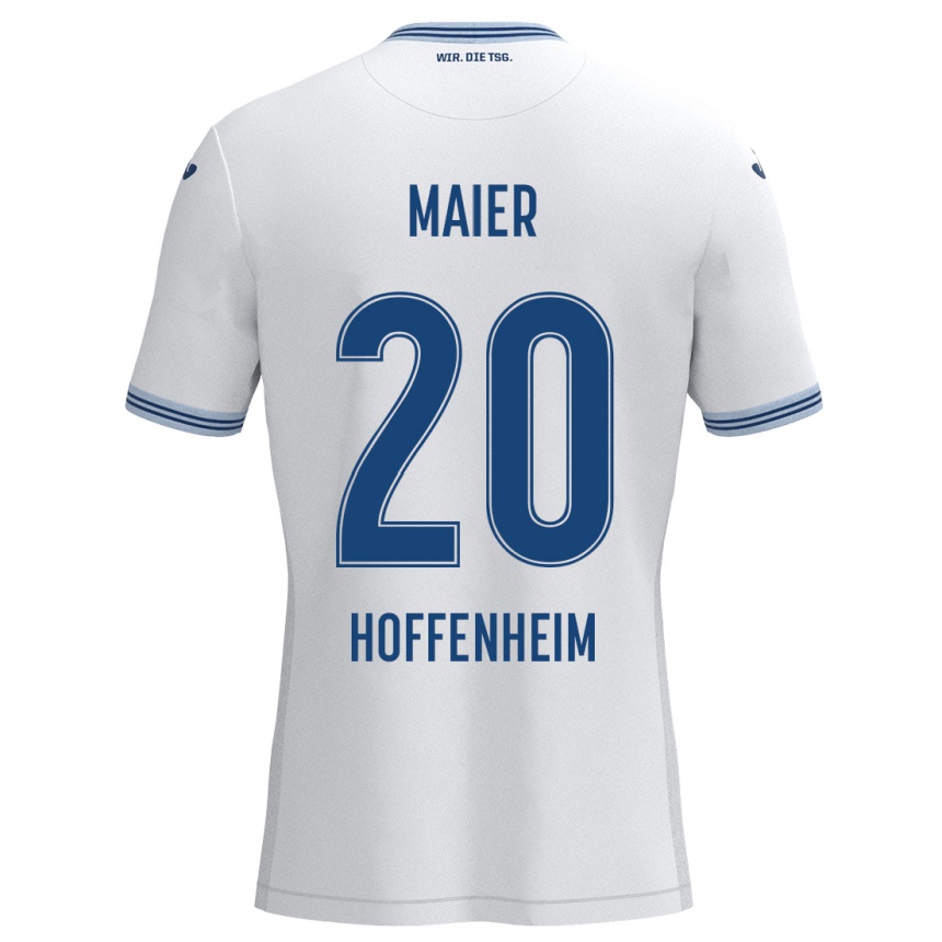 Kids Football Leonie Maier #20 White Blue Away Jersey 2024/25 T-Shirt Za