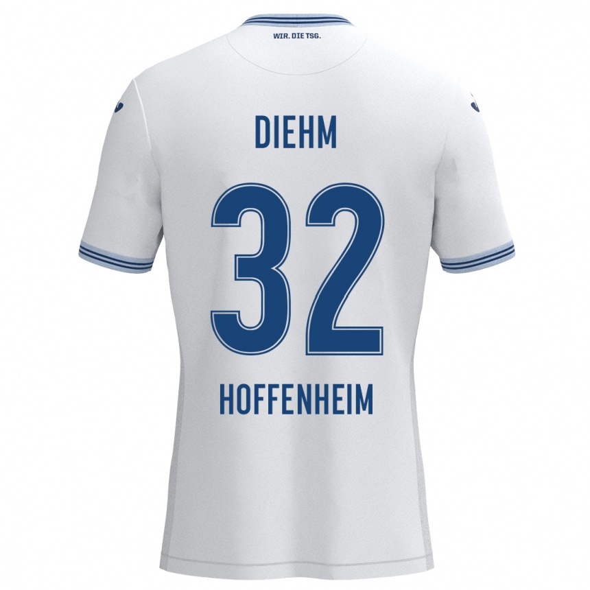 Kids Football Vanessa Diehm #32 White Blue Away Jersey 2024/25 T-Shirt Za