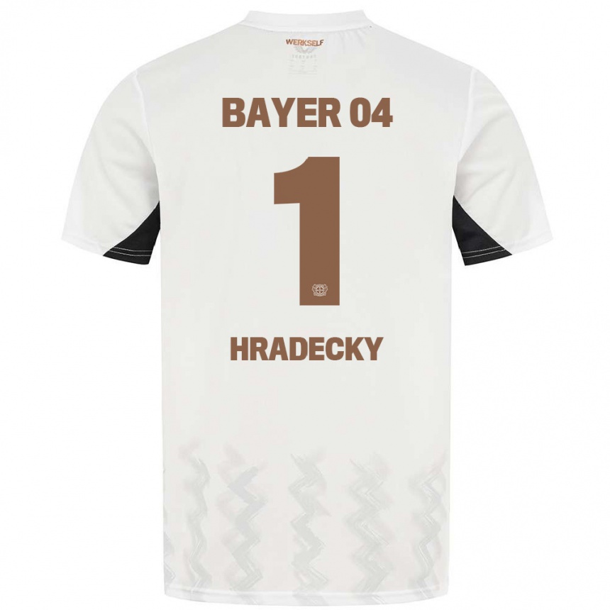 Kids Football Lukas Hradecky #1 White Black Away Jersey 2024/25 T-Shirt Za