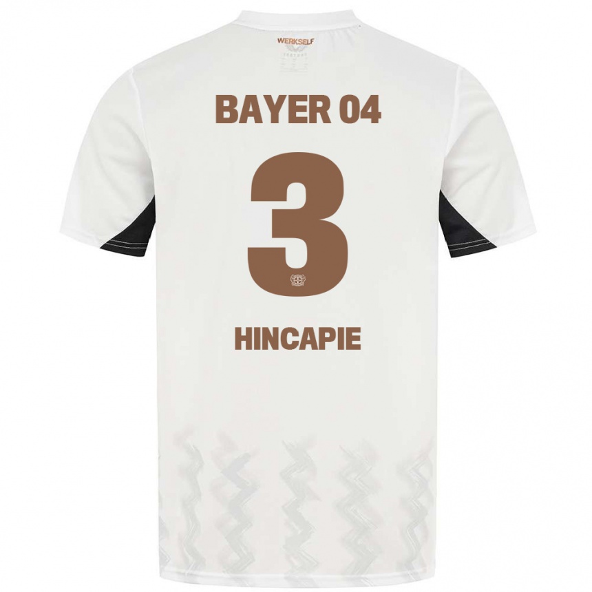 Kids Football Piero Hincapié #3 White Black Away Jersey 2024/25 T-Shirt Za