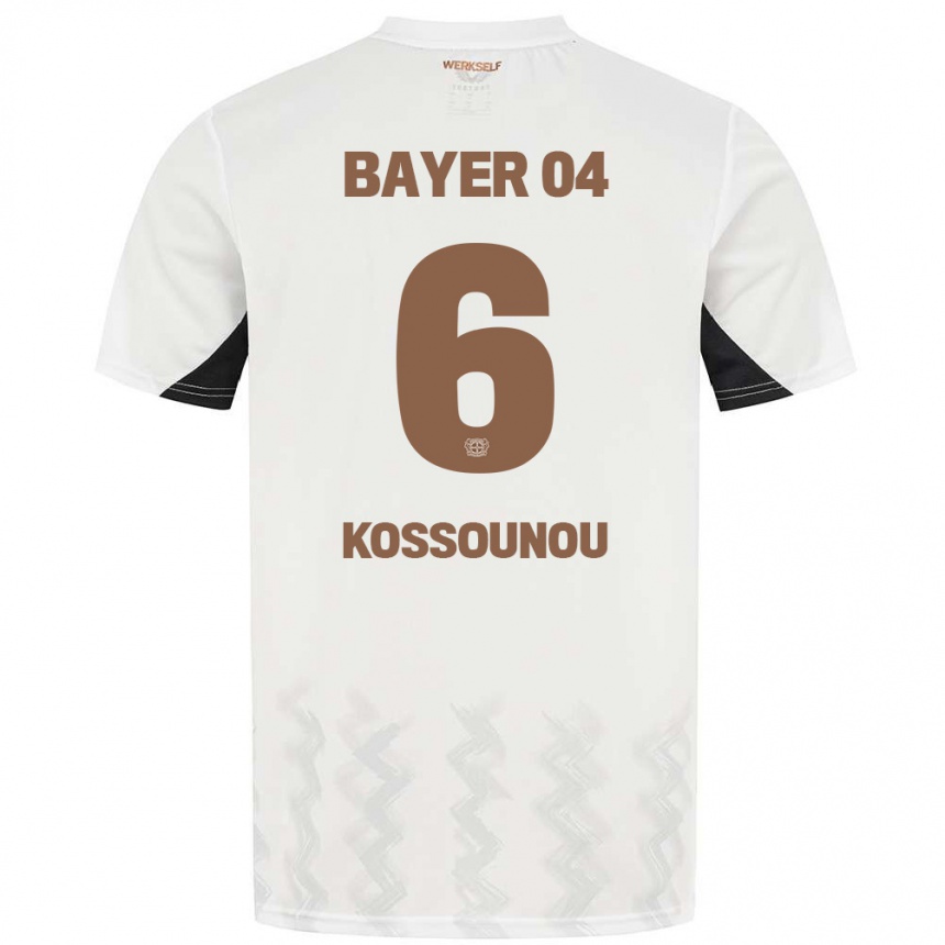 Kids Football Odilon Kossounou #6 White Black Away Jersey 2024/25 T-Shirt Za