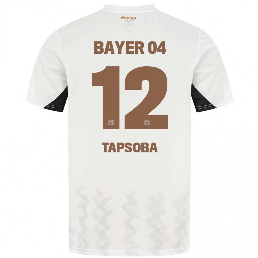 Kids Football Edmond Tapsoba #12 White Black Away Jersey 2024/25 T-Shirt Za