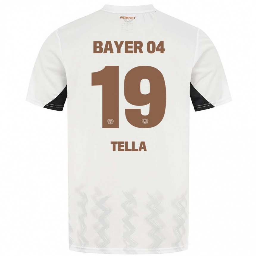 Kids Football Nathan Tella #19 White Black Away Jersey 2024/25 T-Shirt Za