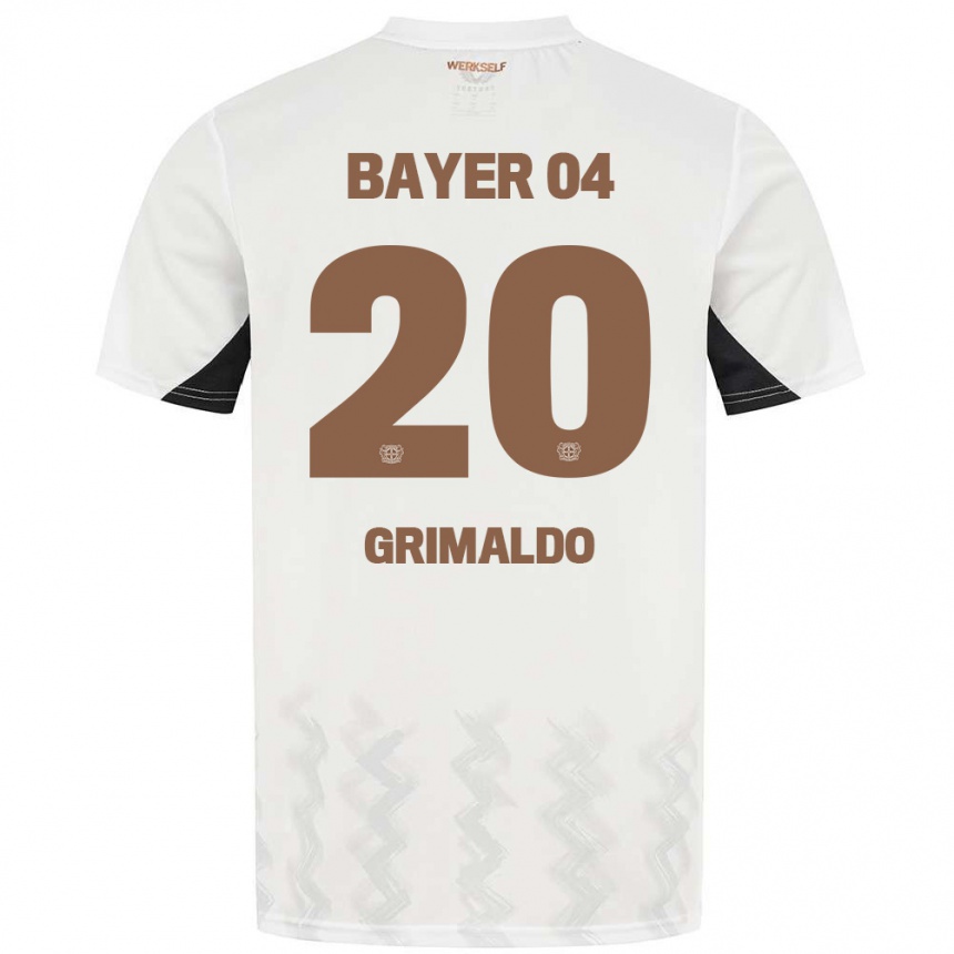 Kids Football Alejandro Grimaldo #20 White Black Away Jersey 2024/25 T-Shirt Za