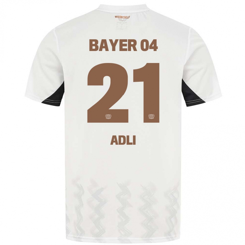 Kids Football Amine Adli #21 White Black Away Jersey 2024/25 T-Shirt Za